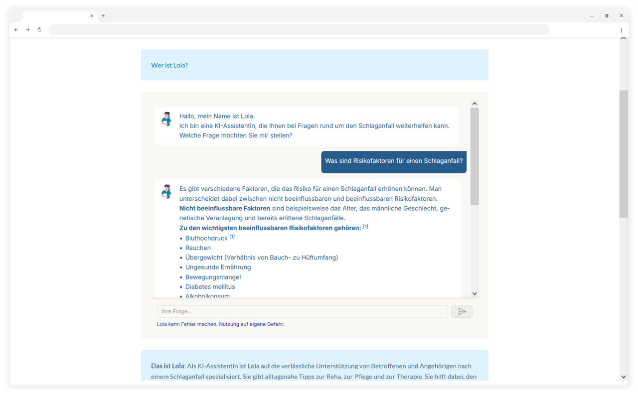 Screenshot von KI-Chat, der Fragen beantwortet